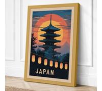 Postcard from Japan Art Deco Canvas Wall Art Print 36x24 Inch (91 x 61 cm)
