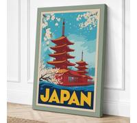 Postcard from Japan Vintage Canvas Wall Art Print 30x20 Inch