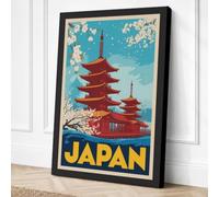 Postcard from Japan Vintage Canvas Wall Art Print 36x24 Inch