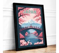 Postcard from Japan Vintage Framed Wall Art Print A1 Black