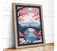 Postcard from Japan Vintage Framed Wall Art Print A2 Oak