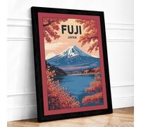Postcard from Japan Vintage Framed Wall Art Print A3 Black