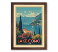Postcard from Lake Como Vintage Framed Wall Art Print A3 (42×29.7cm) Walnut, Wall Decor for Living Room, Bedroom, Office & Home, Ready to Hang, Art Gift