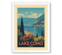 Postcard from Lake Como Vintage Framed Wall Art Print A3 (42×29.7cm) White, Wall Decor for Living Room, Bedroom, Office & Home, Ready to Hang, Art Gift