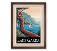 Postcard from Lake Garda Vintage Framed Wall Art Print A3 (42×29.7cm) Walnut, Wall Decor for Living Room, Bedroom, Office & Home, Ready to Hang, Art Gift