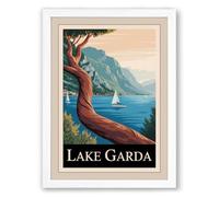 Postcard from Lake Garda Vintage Framed Wall Art Print A3 (42×29.7cm) White, Wall Decor for Living Room, Bedroom, Office & Home, Ready to Hang, Art Gift