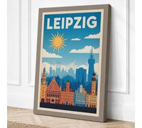Postcard from Leipzig Vintage Canvas Wall Art Print 18x12 Inch (46 x 30 cm)