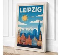 Postcard from Leipzig Vintage Canvas Wall Art Print 24x16 Inch (61 x 41 cm)