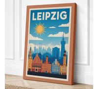 Postcard from Leipzig Vintage Canvas Wall Art Print 24x16 Inch (61 x 41 cm)