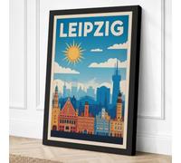 Postcard from Leipzig Vintage Canvas Wall Art Print 30x20 Inch (76 x 51 cm)