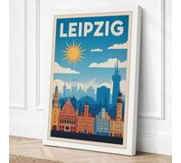 Postcard from Leipzig Vintage Canvas Wall Art Print 36x24 Inch (91 x 61 cm)