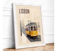 Postcard from Lisbon Vintage Framed Wall Art Print A2 (59.4×42cm) White, Wall Decor for Living Room, Bedroom, Office & Home, Ready to Hang, Art Gift