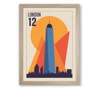 Postcard from London Art Deco Framed Wall Art Print A1 (84.1×59.4cm) Oak, Wall Decor for Living Room, Bedroom, Office & Home, Ready to Hang, Art Gift