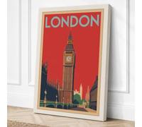 Postcard from London Vintage Canvas Wall Art Print 30x20 Inch (76 x 51 cm)