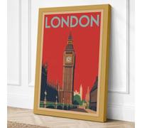 Postcard from London Vintage Canvas Wall Art Print 36x24 Inch