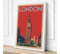 Postcard from London Vintage Canvas Wall Art Print 36x24 Inch