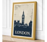 Postcard from London Vintage Canvas Wall Art Print 36x24 Inch (91 x 61 cm)