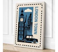 Postcard from London Vintage Canvas Wall Art Print 36x24 Inch | Ready to Hang, Gallery Wrapped, Fade-Resistant Inks, Securely Packaged, UK Made