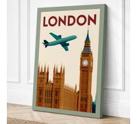 Postcard from London Vintage Canvas Wall Art Print 36x24 Inch | Ready to Hang, Gallery Wrapped, Fade-Resistant Inks, Securely Packaged, UK Made