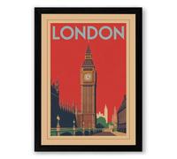 Postcard from London Vintage Framed Wall Art Print A1 (84.1×59.4cm) Black, Wall Decor for Living Room, Bedroom, Office & Home, Ready to Hang, Art Gift
