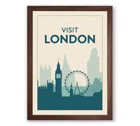 Postcard from London Vintage Framed Wall Art Print A1 (84.1×59.4cm) Walnut, Wall Decor for Living Room, Bedroom, Office & Home, Ready to Hang, Art Gift