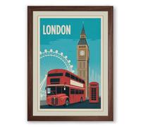 Postcard from London Vintage Framed Wall Art Print A1 (84.1×59.4cm) Walnut, Wall Decor for Living Room, Bedroom, Office & Home, Ready to Hang, Art Gift