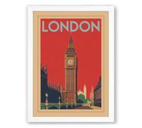 Postcard from London Vintage Framed Wall Art Print A1 (84.1×59.4cm) White, Wall Decor for Living Room, Bedroom, Office & Home, Ready to Hang, Art Gift