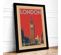 Postcard from London Vintage Framed Wall Art Print A1 Black | Ready to Hang, Premium Gi Paper, Fade-Resistant Inks, Securely Packaged, UK Made