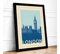 Postcard from London Vintage Framed Wall Art Print A1 Black | Ready to Hang, Premium Gi Paper, Fade-Resistant Inks, Securely Packaged, UK Made