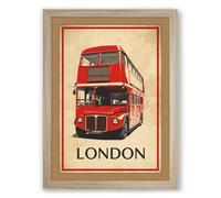 Postcard from London Vintage Framed Wall Art Print A2 (59.4×42cm) Oak, Wall Decor for Living Room, Bedroom, Office & Home, Ready to Hang, Art Gift