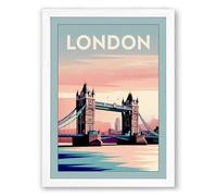 Postcard from London Vintage Framed Wall Art Print A2 (59.4×42cm) White, Wall Decor for Living Room, Bedroom, Office & Home, Ready to Hang, Art Gift