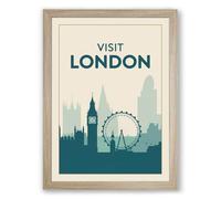 Postcard from London Vintage Framed Wall Art Print A3 (42×29.7cm) Oak, Wall Decor for Living Room, Bedroom, Office & Home, Ready to Hang, Art Gift