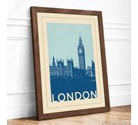 Postcard from London Vintage Framed Wall Art Print A3 (42×29.7cm) Walnut, Wall Decor for Living Room, Bedroom, Office & Home, Ready to Hang, Art Gift