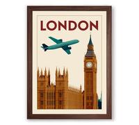 Postcard from London Vintage Framed Wall Art Print A4 (29.7×21cm) Walnut, Wall Decor for Living Room, Bedroom, Office & Home, Ready to Hang, Art Gift