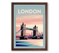 Postcard from London Vintage Framed Wall Art Print A4 (29.7×21cm) Walnut, Wall Decor for Living Room, Bedroom, Office & Home, Ready to Hang, Art Gift