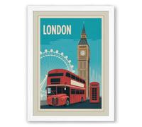 Postcard from London Vintage Framed Wall Art Print A4 (29.7×21cm) White, Wall Decor for Living Room, Bedroom, Office & Home, Ready to Hang, Art Gift