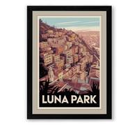 Postcard from Luna Park Vintage Framed Wall Art Print A2 (59.4×42cm) Black, Wall Decor for Living Room, Bedroom, Office & Home, Ready to Hang, Art Gift