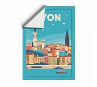Postcard from Lyon Retro Unframed Wall Art Print A3 (42×29.7cm), Wall Decor for Living Room, Bedroom, Office & Home, Art Gift