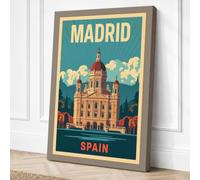Postcard from Madrid Vintage Canvas Wall Art Print 24x16 Inch