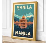 Postcard from Manila Vintage Canvas Wall Art Print 18x12 Inch