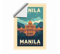 Postcard from Manila Vintage Unframed Wall Art Print A1 (84.1×59.4cm), Wall Decor for Living Room, Bedroom, Office & Home, Art Gift