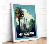 Postcard from Melbourne Vintage Framed Wall Art Print A4 (29.7×21cm) White, Wall Decor for Living Room, Bedroom, Office & Home, Ready to Hang, Art Gift