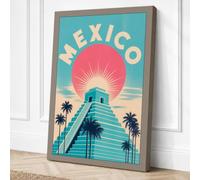 Postcard from Mexico Art Deco Canvas Wall Art Print 30x20 Inch