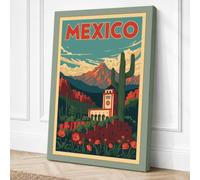 Postcard from Mexico Vintage Canvas Wall Art Print 24x16 Inch