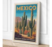 Postcard from Mexico Vintage Canvas Wall Art Print 24x16 Inch