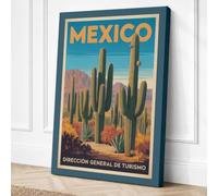 Postcard from Mexico Vintage Canvas Wall Art Print 24x16 Inch
