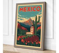 Postcard from Mexico Vintage Canvas Wall Art Print 30x20 Inch
