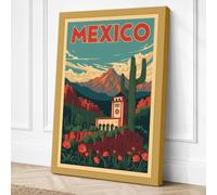 Postcard from Mexico Vintage Canvas Wall Art Print 36x24 Inch