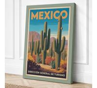 Postcard from Mexico Vintage Canvas Wall Art Print 36x24 Inch