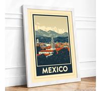 Postcard from Mexico Vintage Framed Wall Art Print A2 (59.4×42cm) White, Wall Decor for Living Room, Bedroom, Office & Home, Ready to Hang, Art Gift